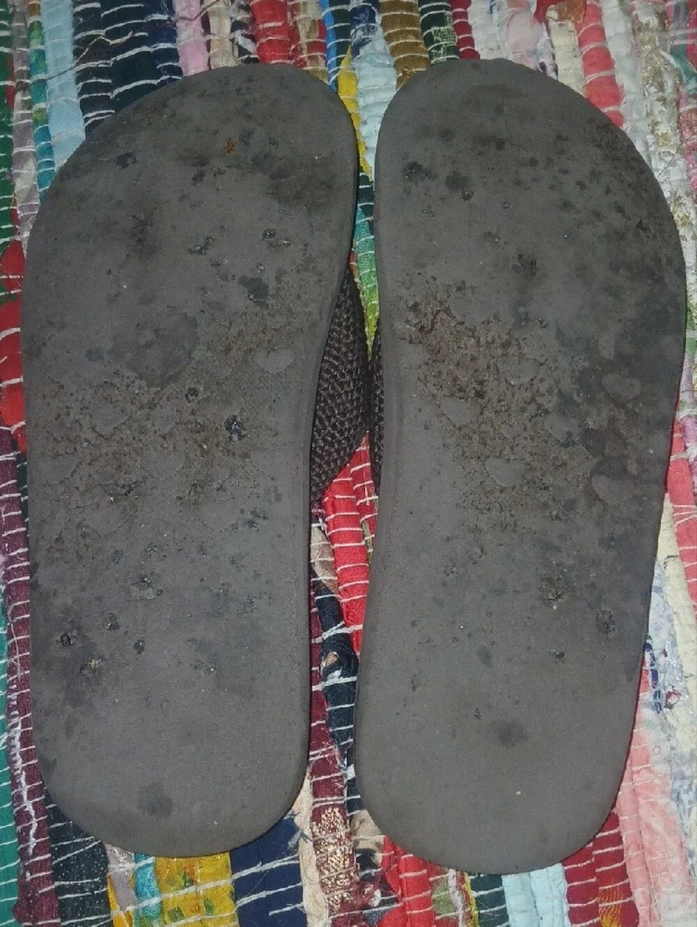 Rocket Dog Brown Flip Flops with Teal Logo Condition Issues On Bottom